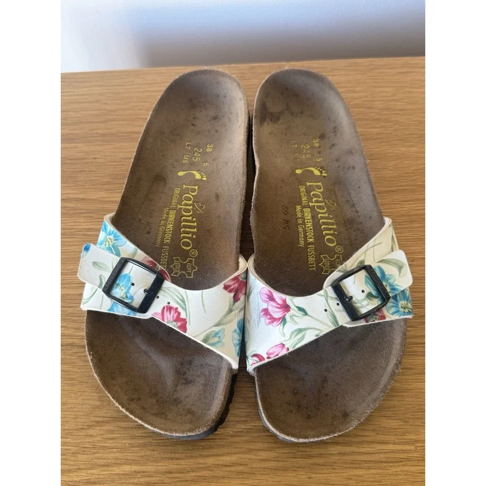 Papillio Birkenstock Sandals Women SIZE US 7 EU 38  Pink/white Floral Narrow fit